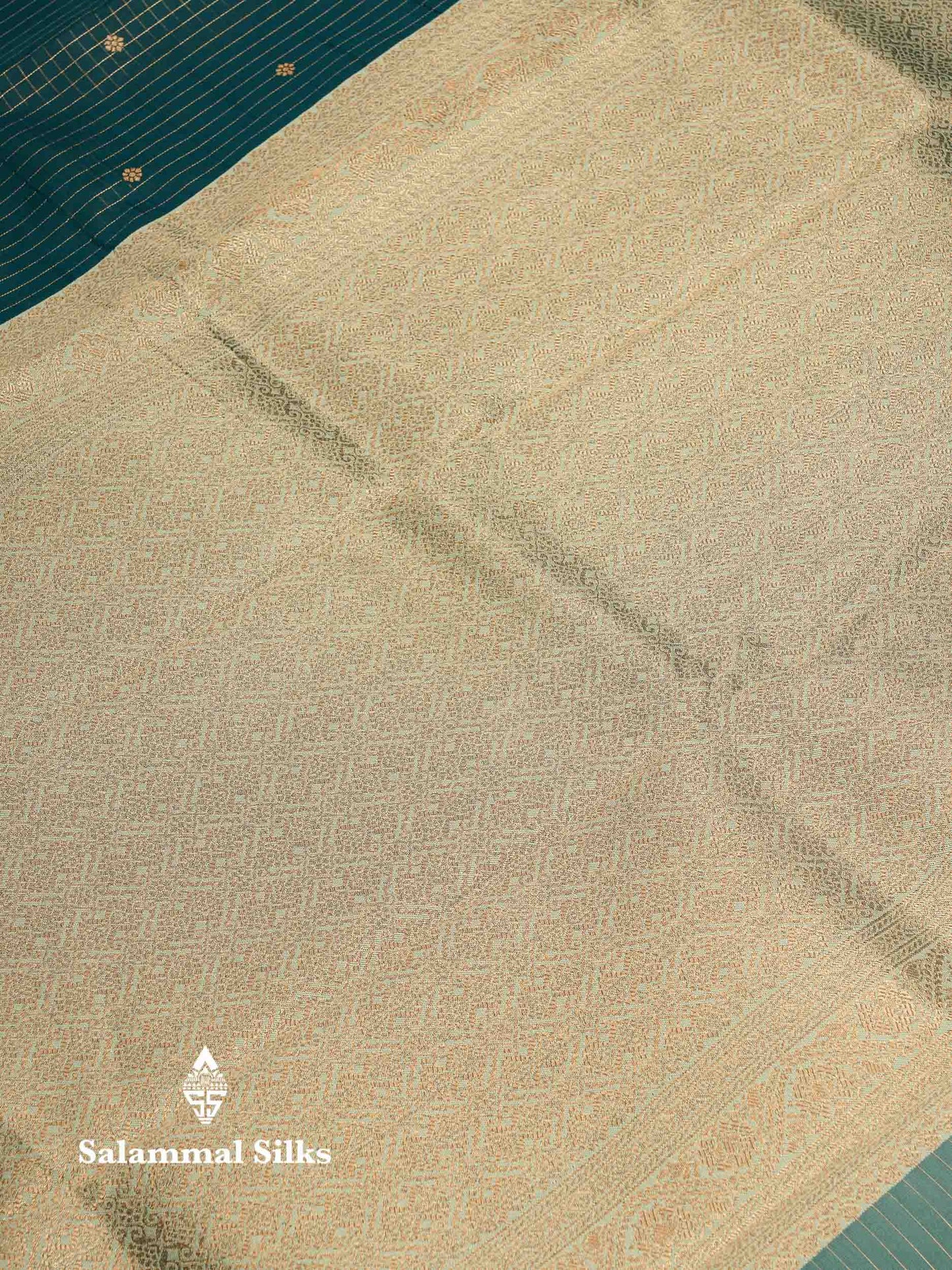 Beautiful Bottle Green Checks And Small Buttas Semi Silk Saree With Baby Pink Traditional Double Border