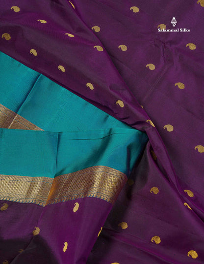 Pure Kanjivaram Silk Saree - Mustard Yellow Colour Body With Mango Butta & Ganga Jamuna Border
