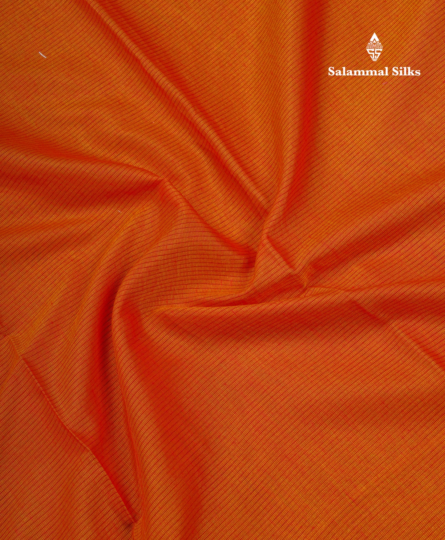 Orange Beautiful Horizontal Lines Cotton Mix Fancy Saree With Silver Zari Temple Border