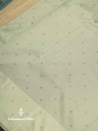 Beautiful Bottle Green Checks And Small Buttas Semi Silk Saree With Baby Pink Traditional Double Border