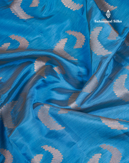 Beautiful Blue Semi Raw Silk Saree With Fancy Border