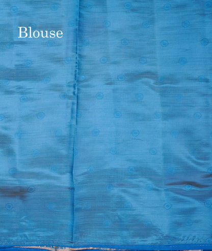 Beautiful Blue Semi Raw Silk Saree With Fancy Border