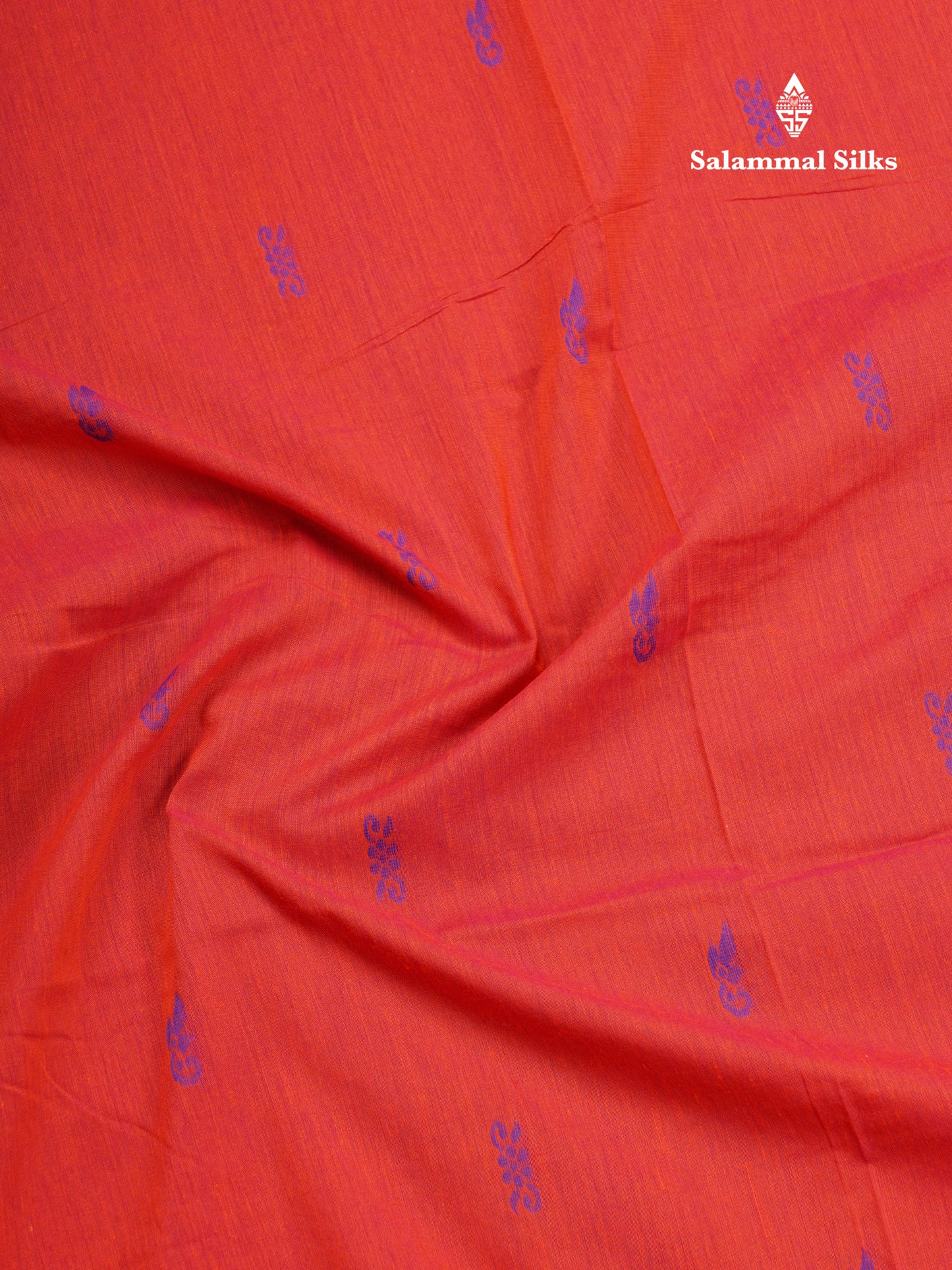 Red Kalyani Cotton Saree With Contrast Violet Border
