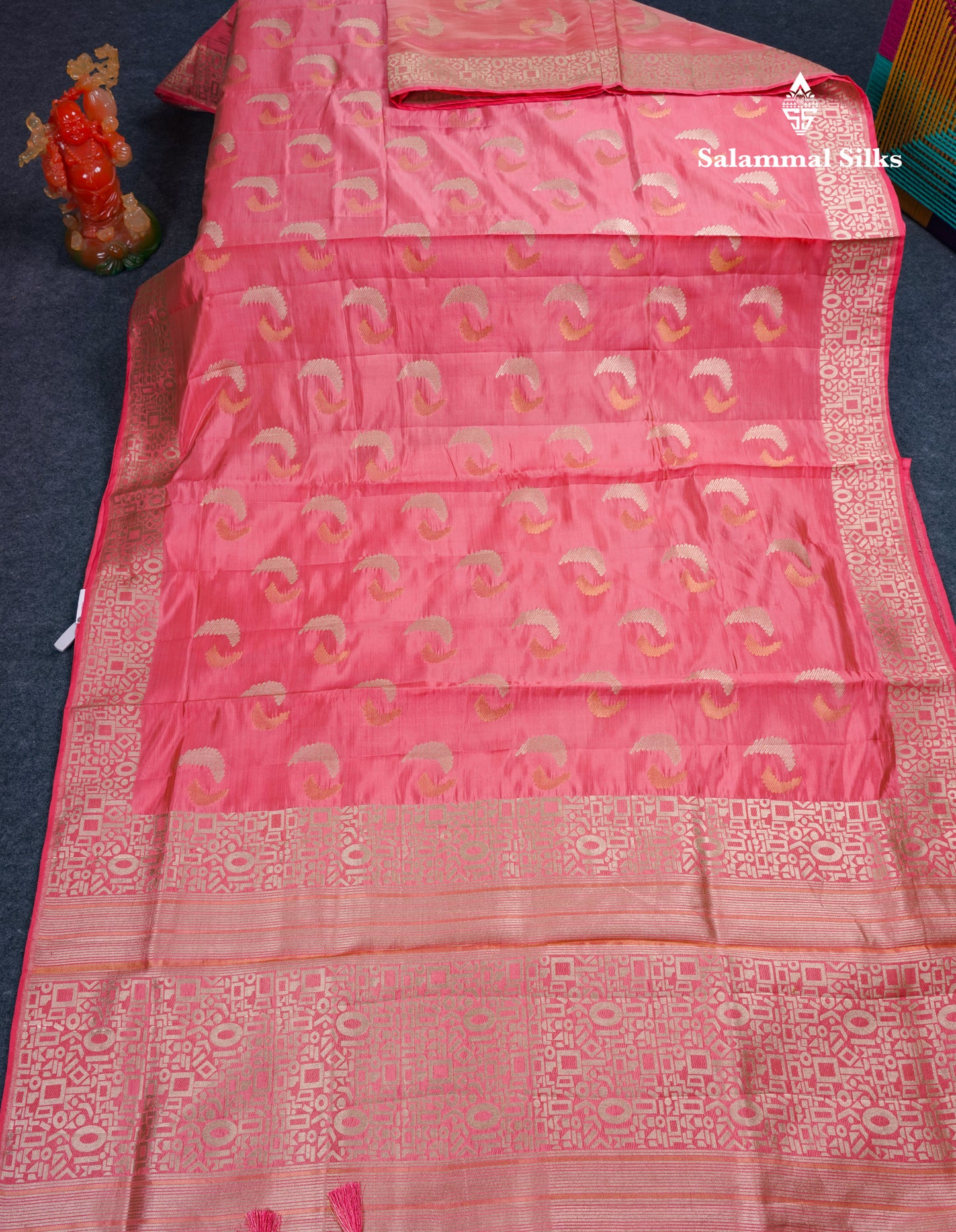 Beautiful Blue Semi Raw Silk Saree With Fancy Border