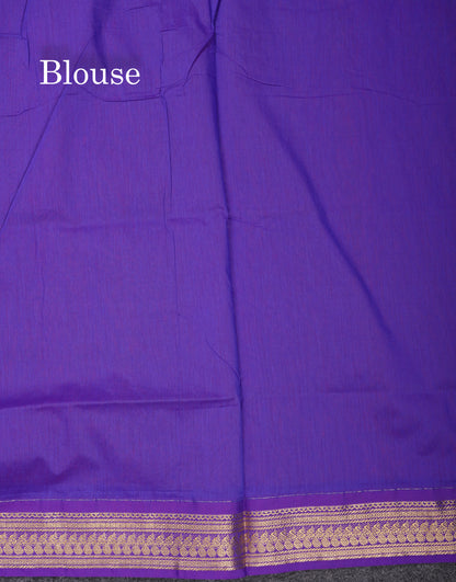 Red Kalyani Cotton Saree With Contrast Violet Border