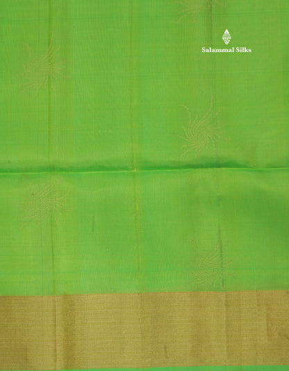 Beautiful Parrot Green Pure Kanjivaram Soft Silk Saree With Gold Zari Border