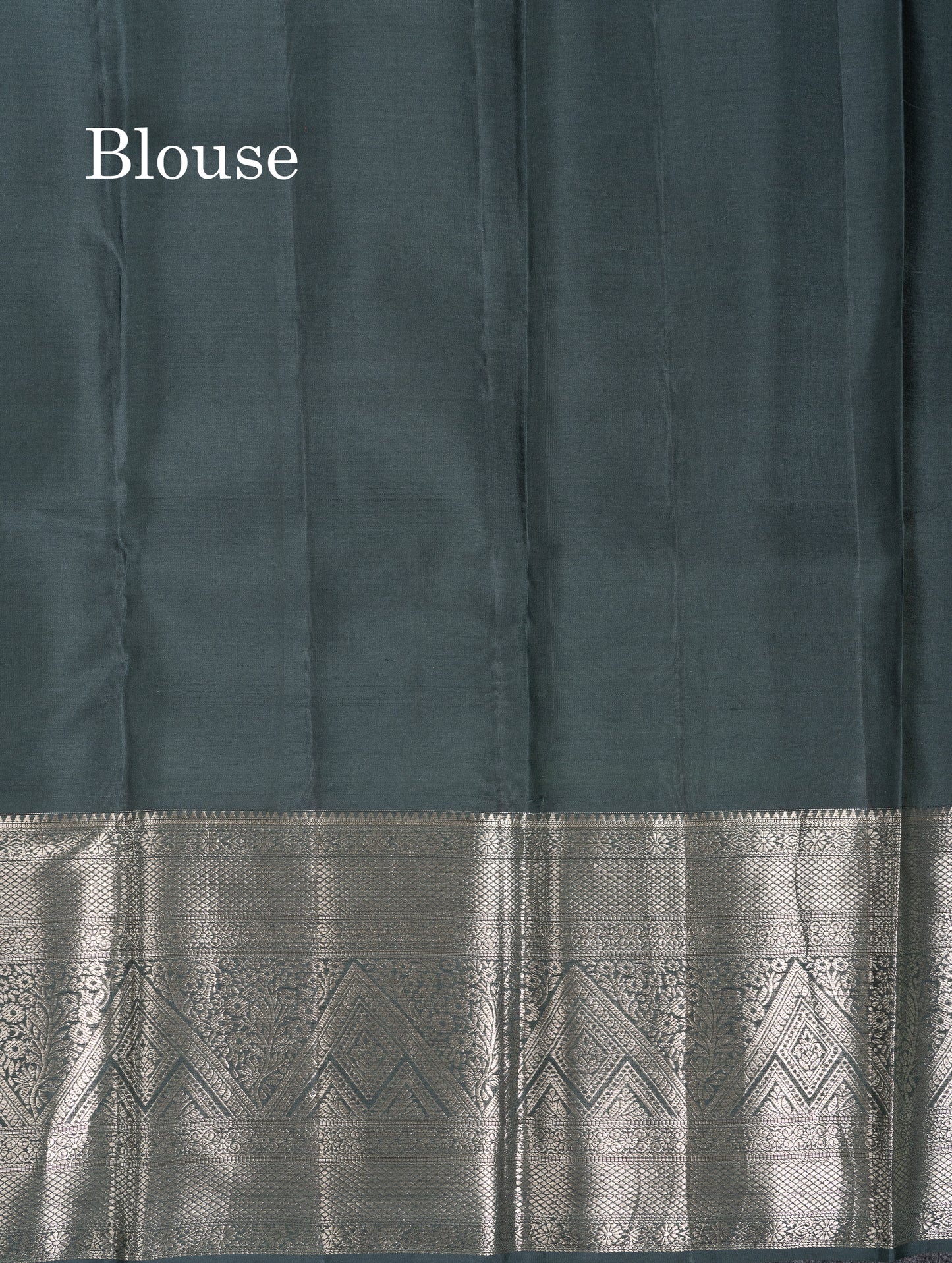 Beautiful Greenish Grey Fancy Pure Kanjivaram Silk Saree with Traitional Evening Morning Border