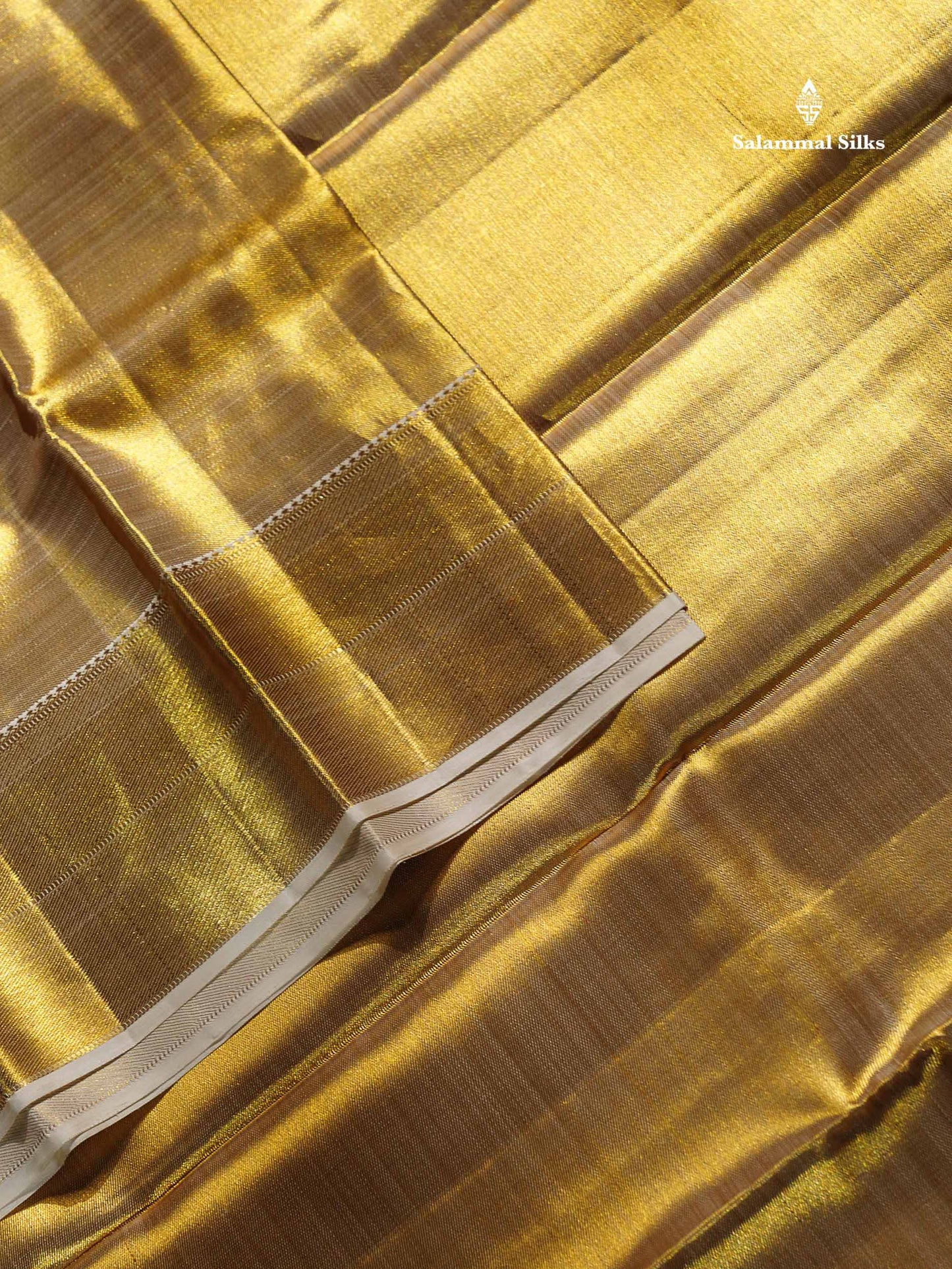 Beautiful Gold Tissue Plain Bridal Pure Kanjivaram Silk Saree With Traditional Border