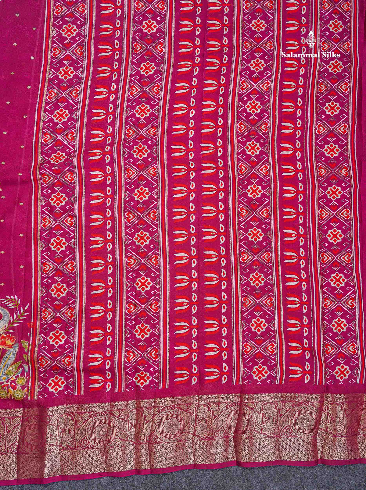Semi Georgette Saree - Magenta Pink Colour Body With Fancy Border