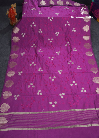 Navy Blue Embroidery Work Cotton Mix Saree With Floral Fancy Border