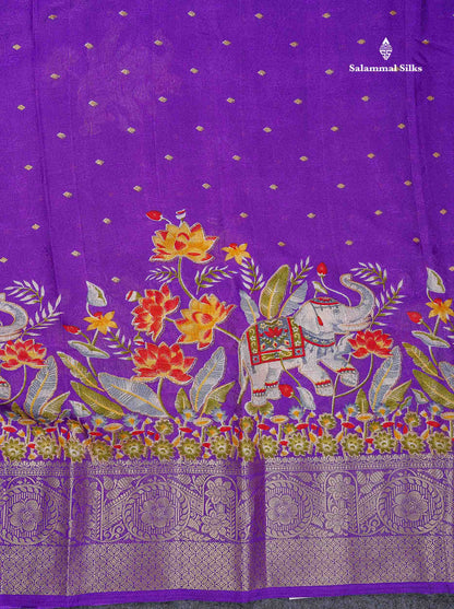 Semi Georgette Saree - Magenta Pink Colour Body With Fancy Border
