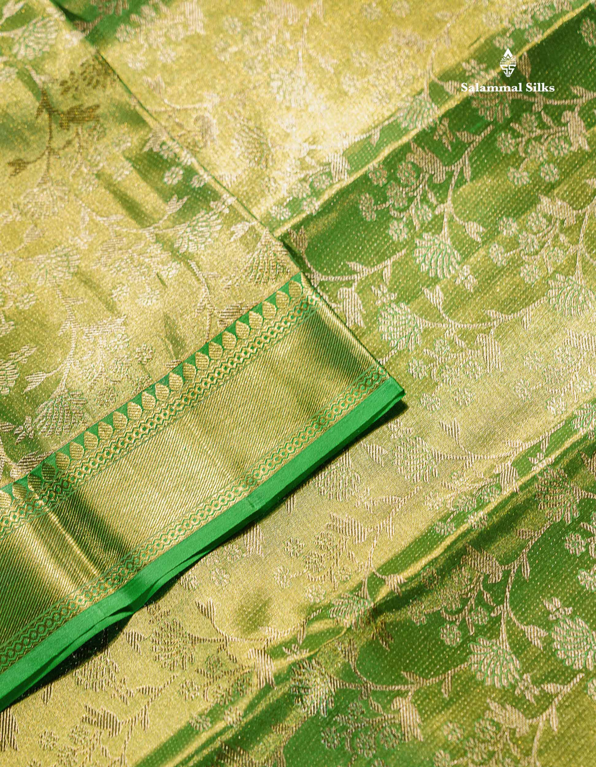 Beautiful Light Green Tissue Bridal Pure Kanjivaram Silk Saree With Contrast Rexona Green Traditional Evening Morning Border