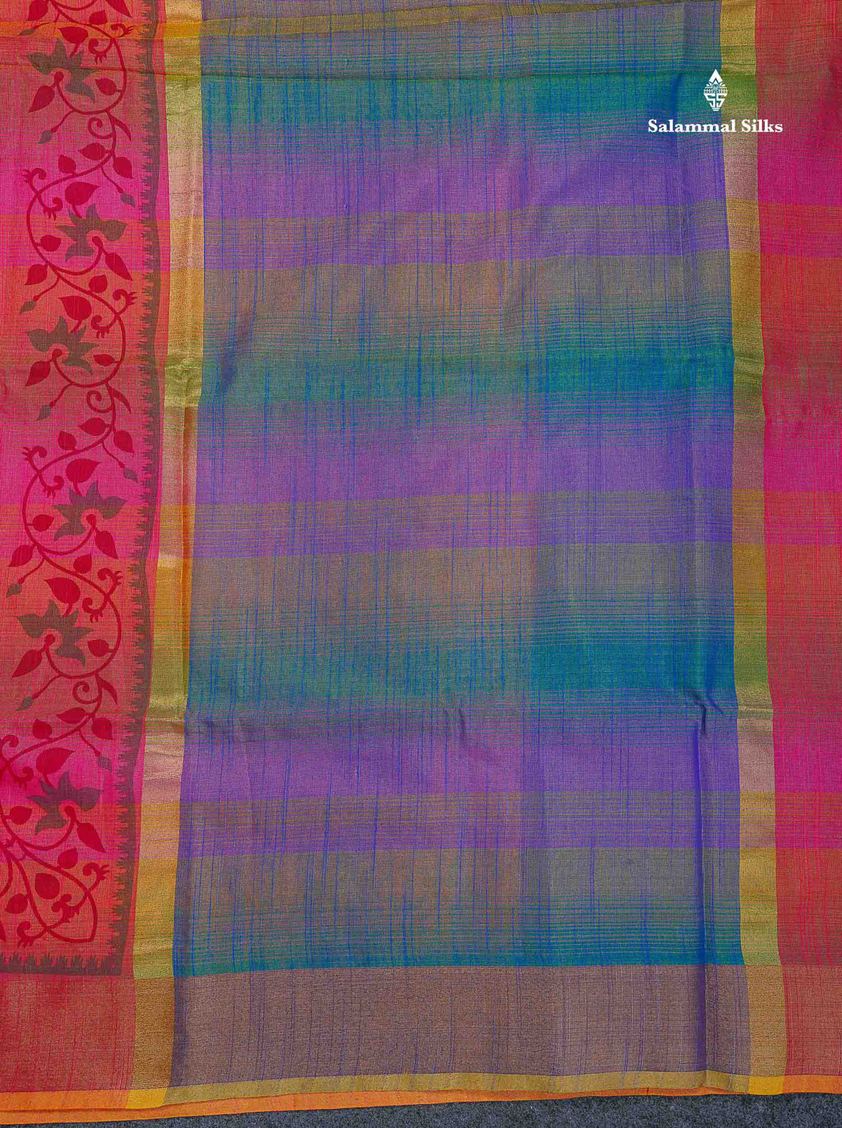 Cotton Mix Saree - Pinkish Orange Colour Body With Fancy Border