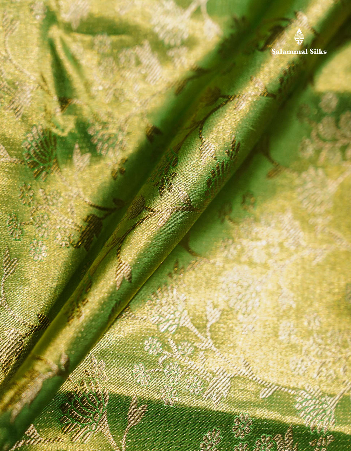 Beautiful Light Green Tissue Bridal Pure Kanjivaram Silk Saree With Contrast Rexona Green Traditional Evening Morning Border