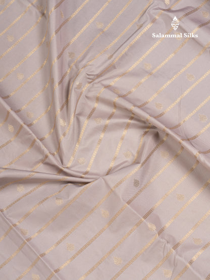 Beautiful Light Grey Semi Silk Saree With Contrast Magenta Traditional Gap Border