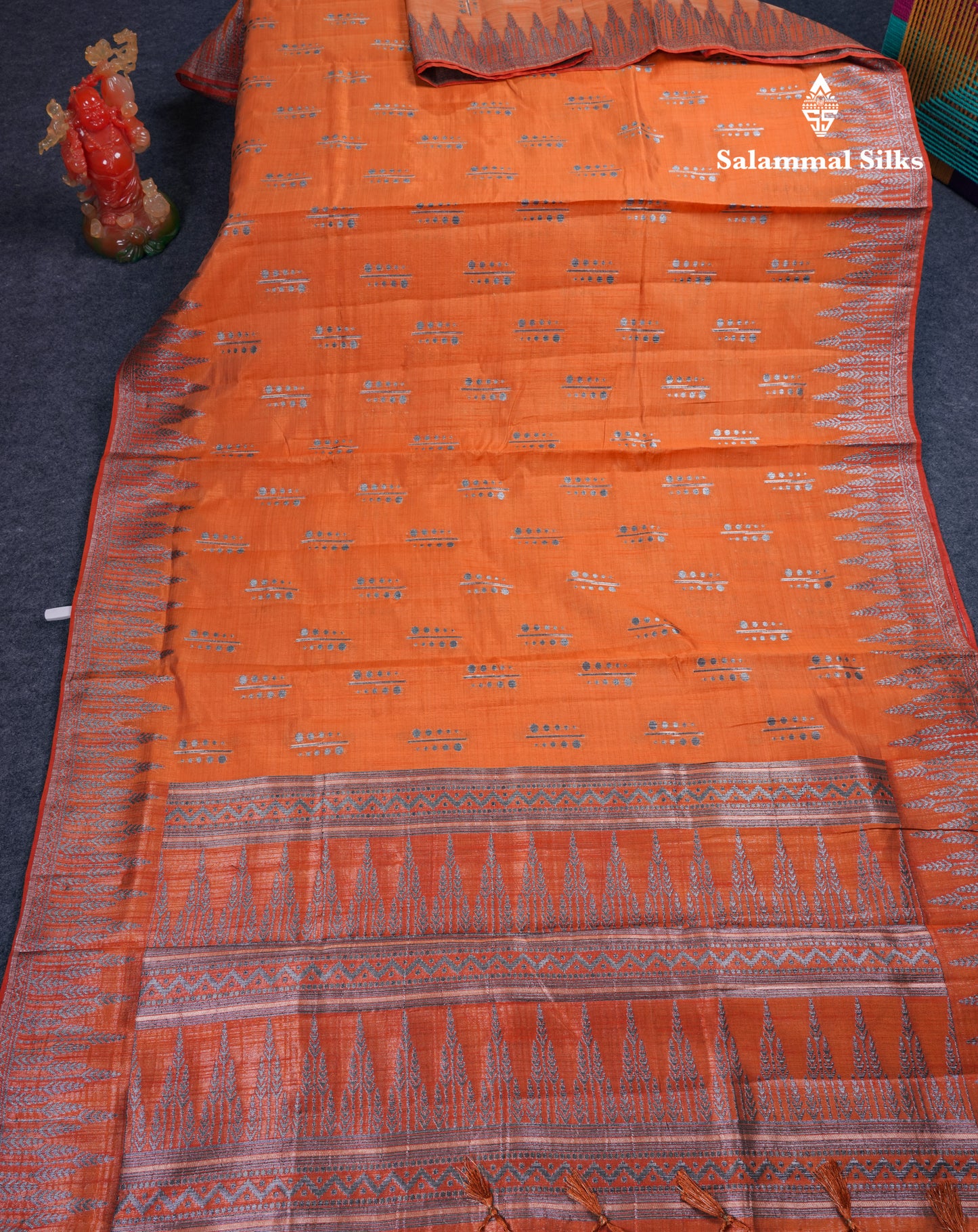 Beautiful Reddish Maroon Semi Raw Silk Saree With Fancy Border