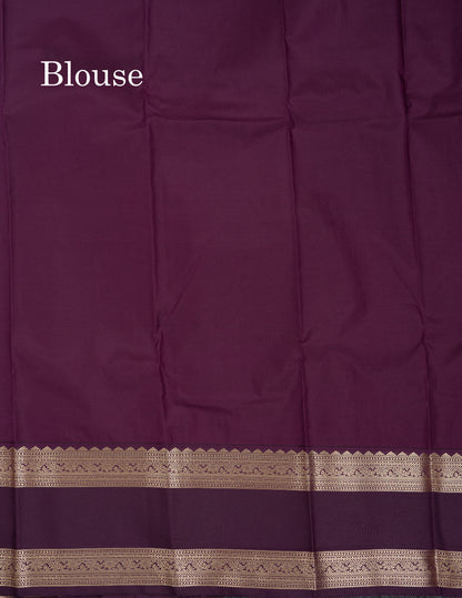 Beautiful Light Grey Semi Silk Saree With Contrast Magenta Traditional Gap Border