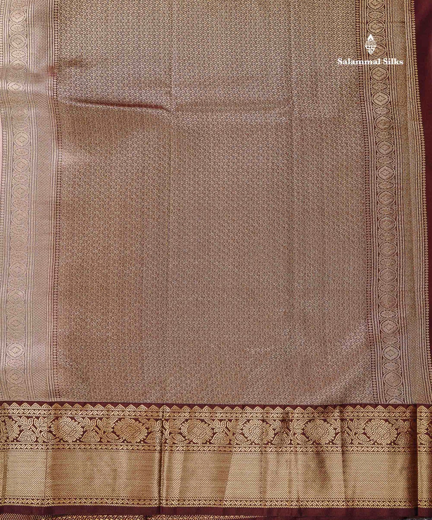Semi Silk Saree - Light Pista Green Mango Butta With Checks Along With Contrast Dark Brown Traditional Gap Border