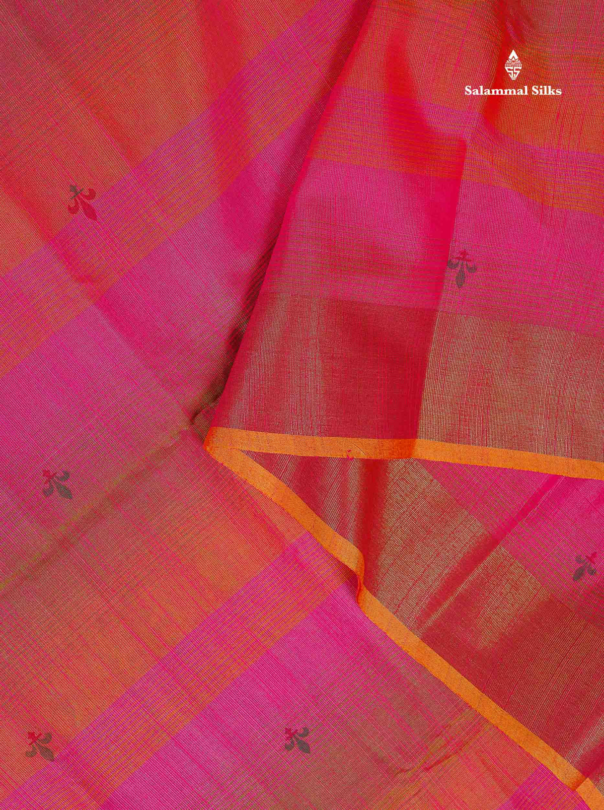 Cotton Mix Saree - Pinkish Orange Colour Body With Fancy Border