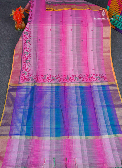 Cotton Mix Saree - Light Pink Colour Body With Fancy Border