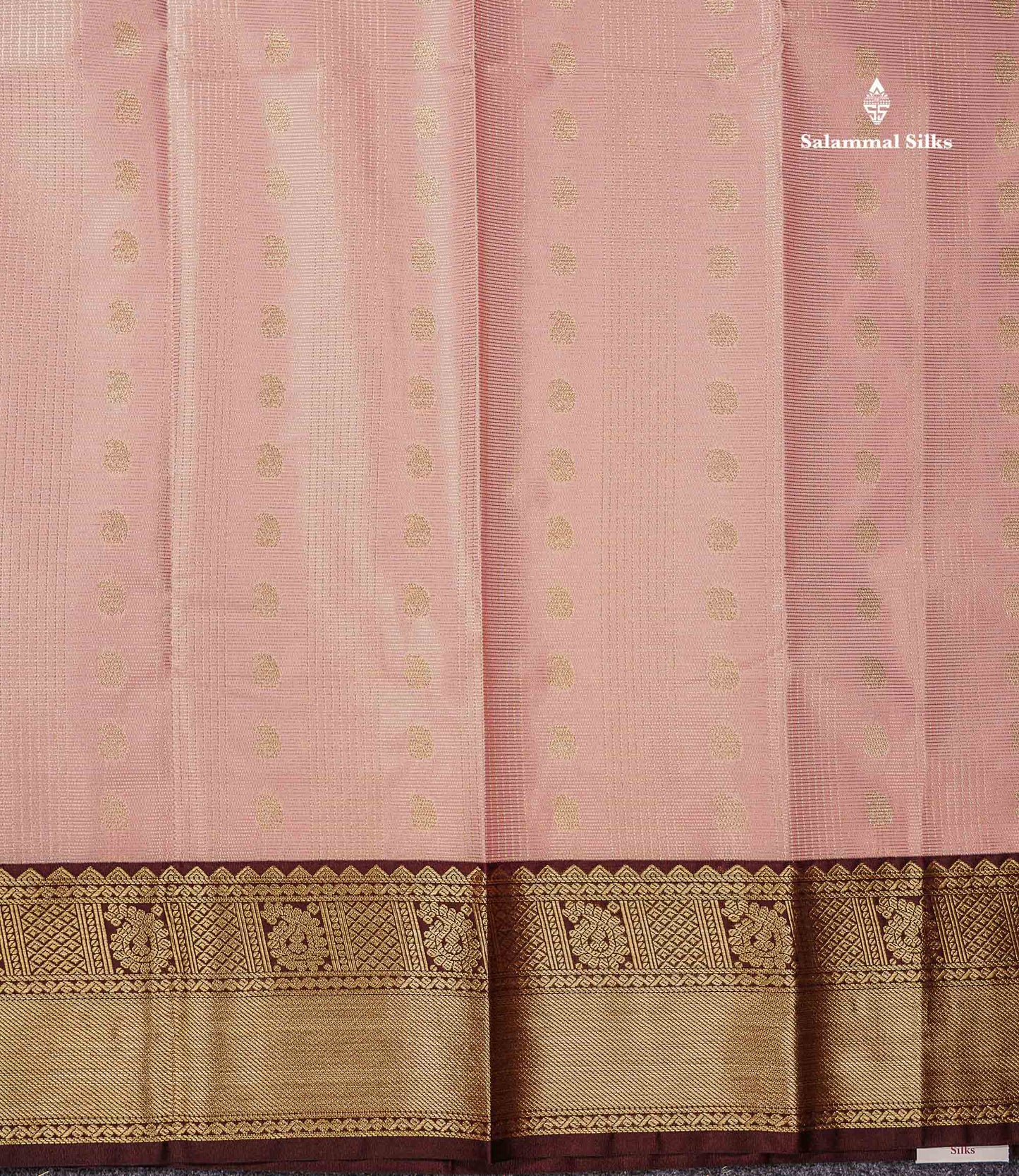 Semi Silk Saree - Light Pista Green Mango Butta With Checks Along With Contrast Dark Brown Traditional Gap Border