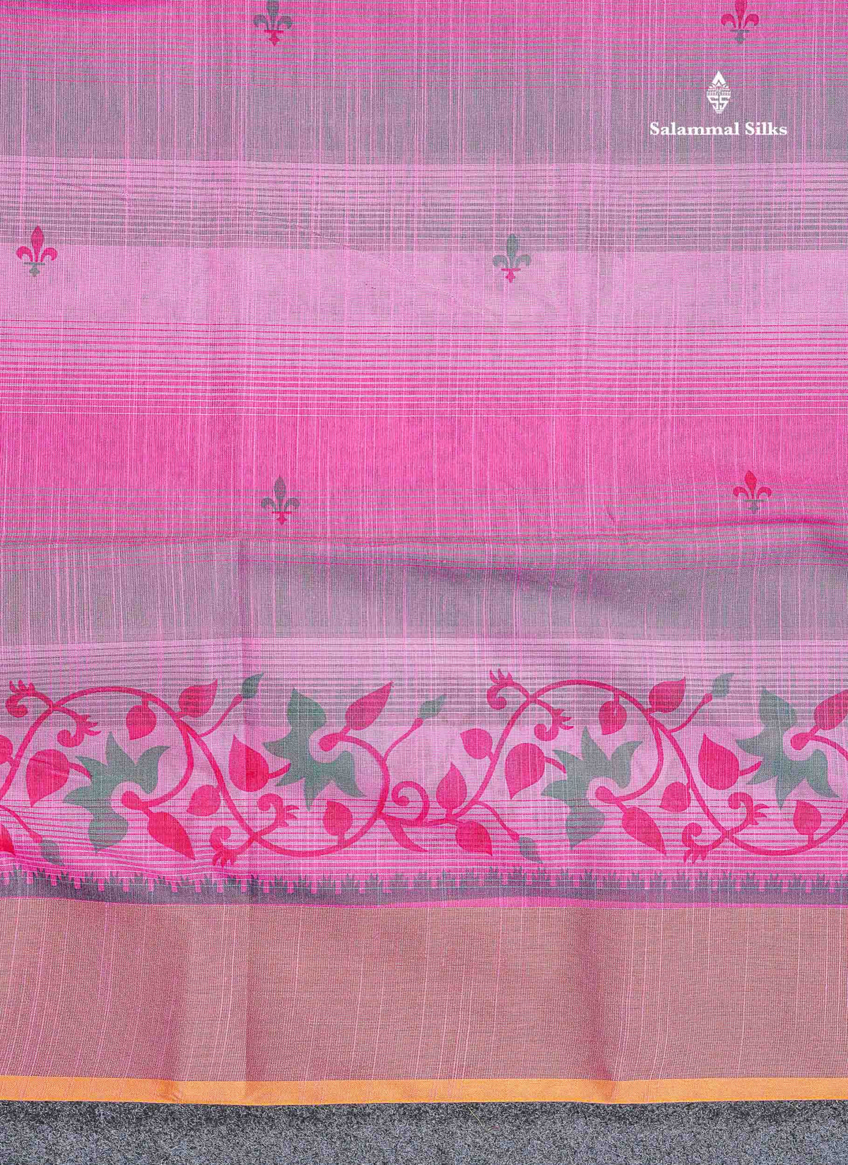 Cotton Mix Saree - Pinkish Orange Colour Body With Fancy Border