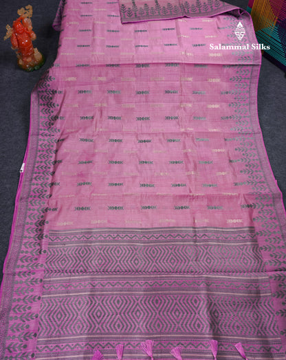 Beautiful Light Pink Semi Raw Silk Saree With Fancy Border