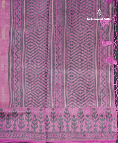 Beautiful Light Pink Semi Raw Silk Saree With Fancy Border