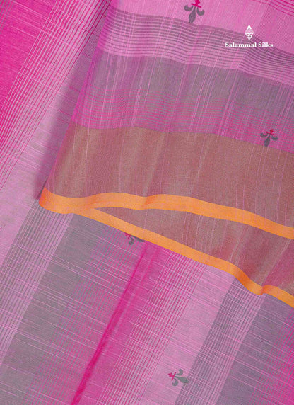 Cotton Mix Saree - Pinkish Orange Colour Body With Fancy Border