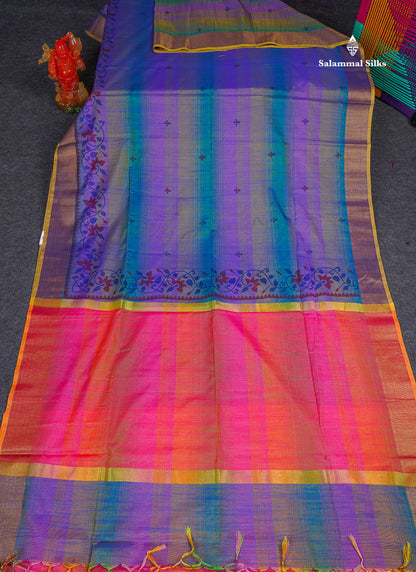 Cotton Mix Saree - Multicolour Colour Body With Fancy Border