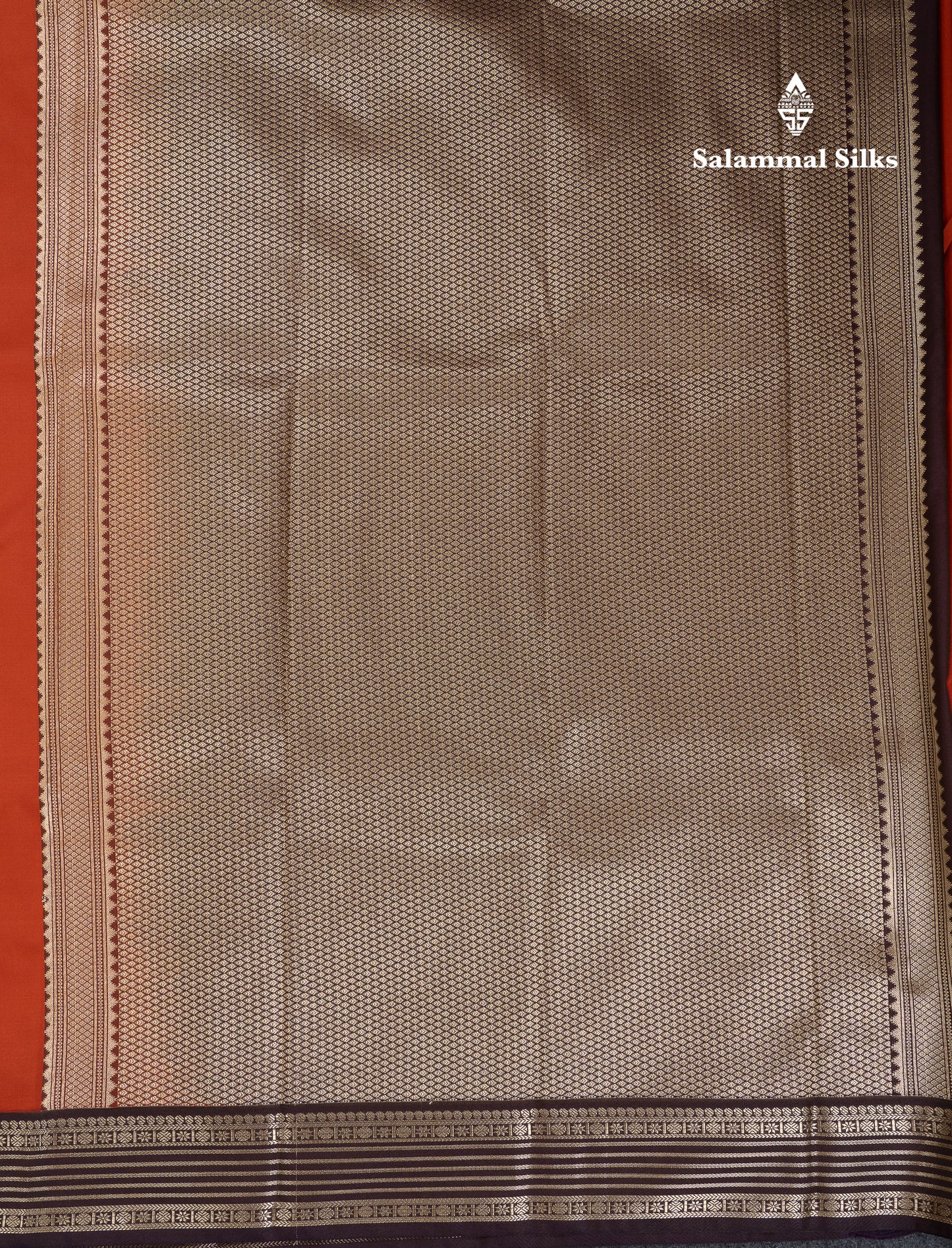 Beautiful Rust Orange Semi Silk Saree With Contrast Dark Brown Traditional Medium Border