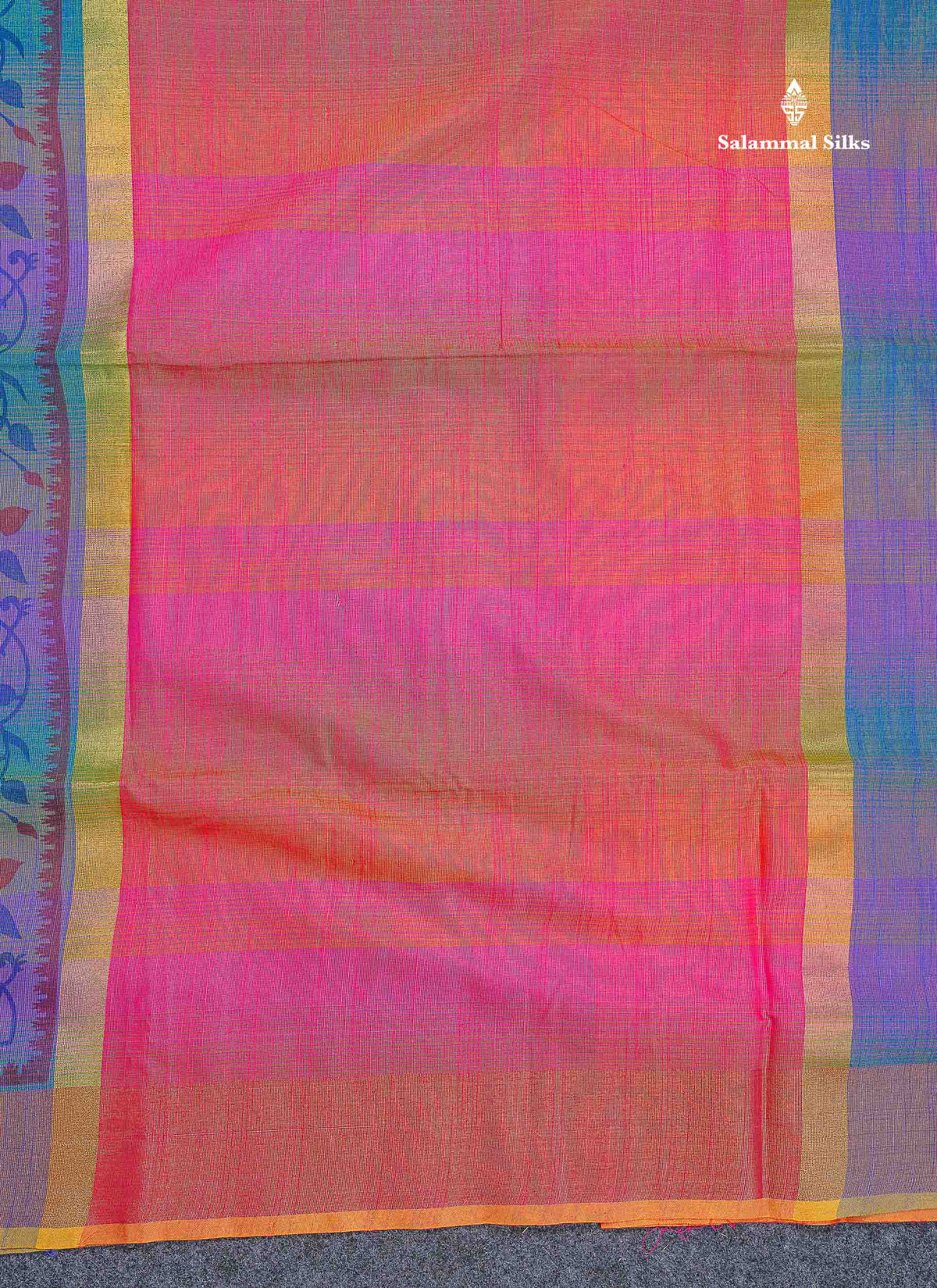 Cotton Mix Saree - Pinkish Orange Colour Body With Fancy Border