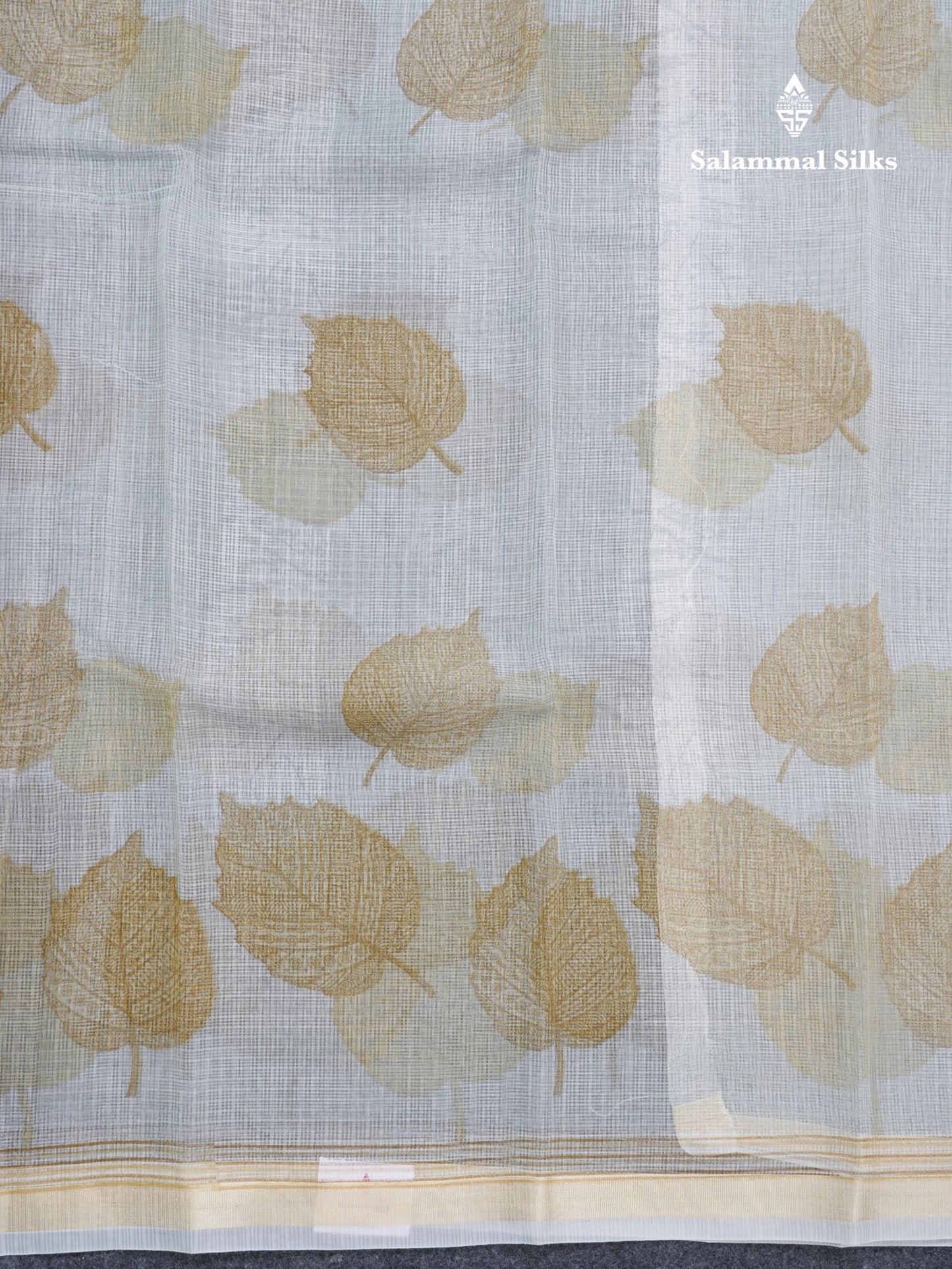 Sandal Printed Kota Cotton Saree With Small Ribbon Border
