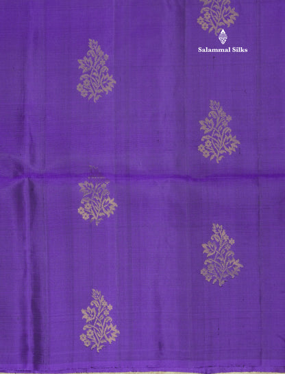 Beautiful Violet Pure Kanjivaram Soft Silk Saree With Contrast Pink Shade Blouse