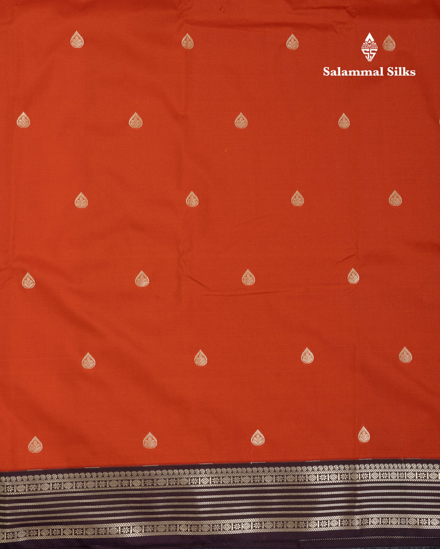 Beautiful Rust Orange Semi Silk Saree With Contrast Dark Brown Traditional Medium Border