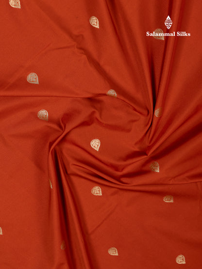 Beautiful Rust Orange Semi Silk Saree With Contrast Dark Brown Traditional Medium Border