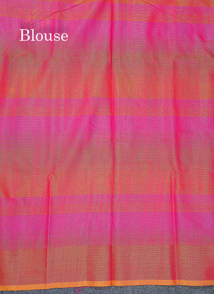 Cotton Mix Saree - Pinkish Orange Colour Body With Fancy Border