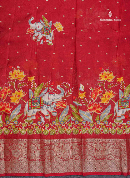 Semi Georgette Saree - Magenta Pink Colour Body With Fancy Border