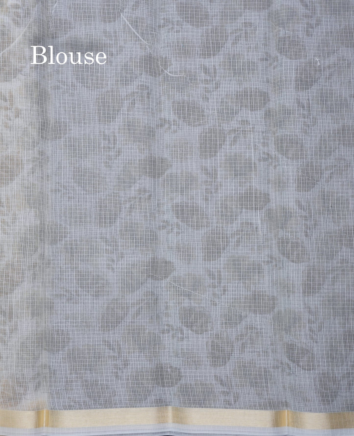 White Printed Kota Cotton Saree With Small Ribbon Border
