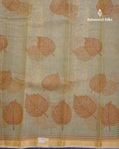 Sandal Printed Kota Cotton Saree With Small Ribbon Border
