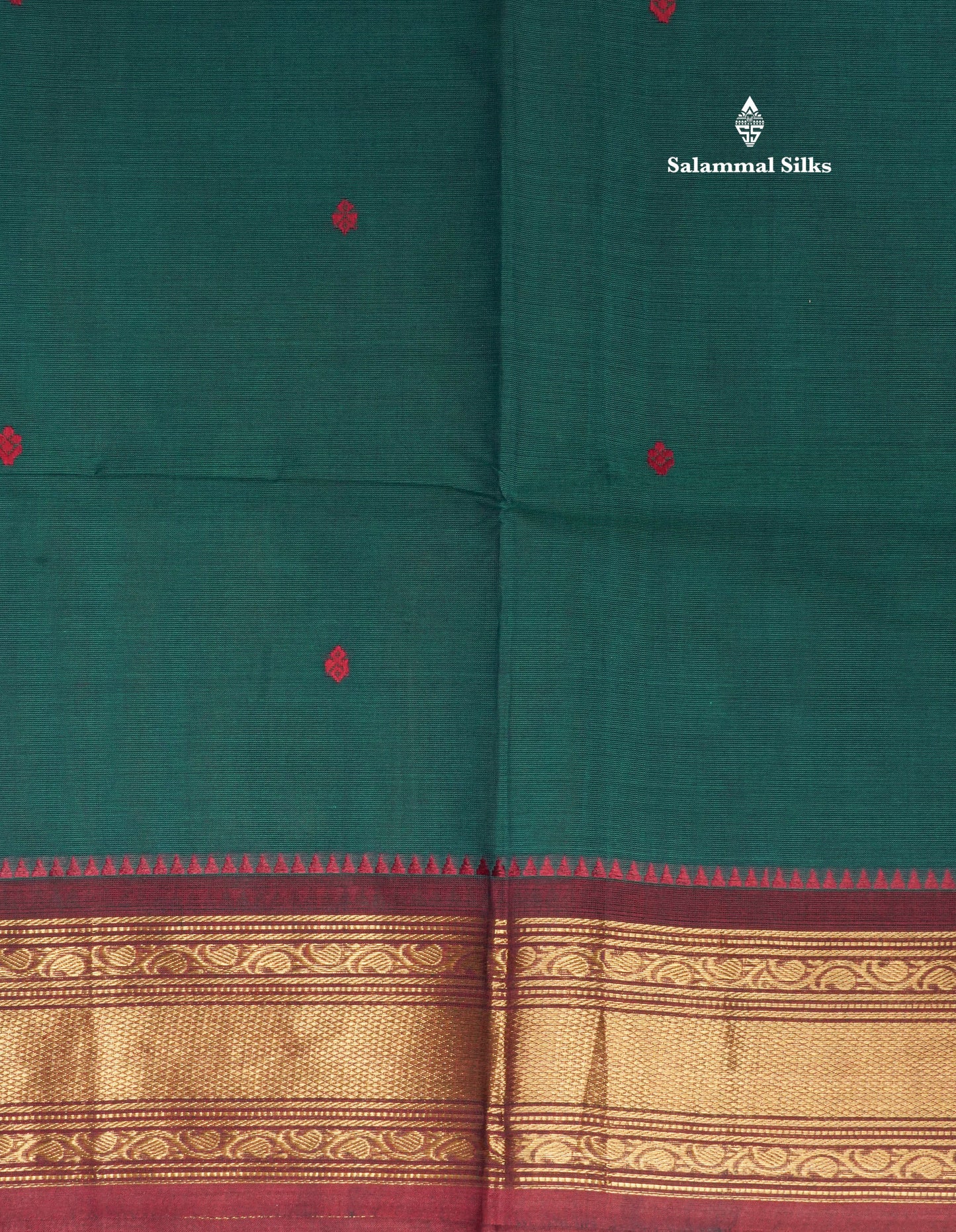 Peacock Blue Beautiful Pure Cotton Saree With Contrast Traditional Dark Maroon Border