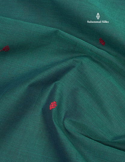 Peacock Blue Beautiful Pure Cotton Saree With Contrast Traditional Dark Maroon Border