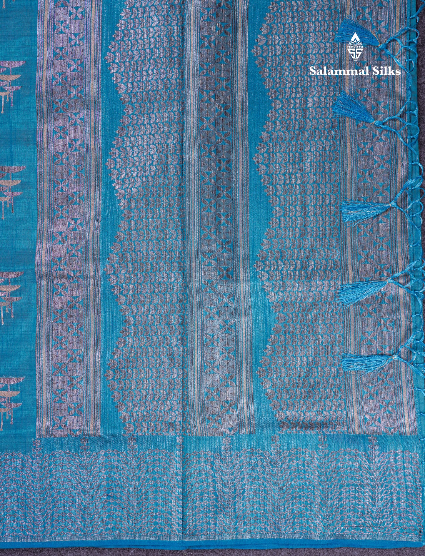 Beautiful Sky Blue Semi Raw Silk Saree With Fancy Border