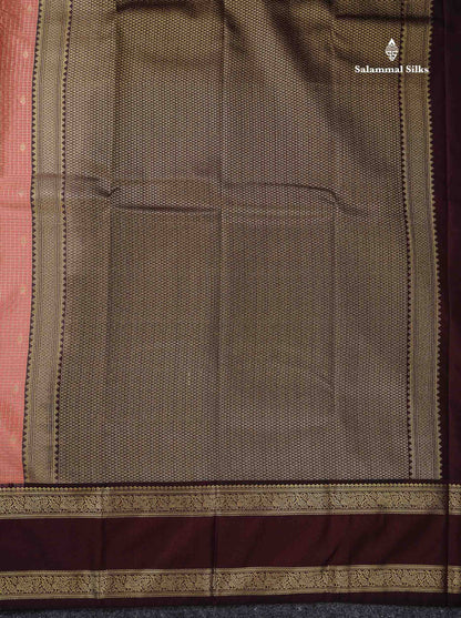 Semi Silk Saree - Mehandi Green Butta With Small Checks Along With Contrast Dark Maroon Traditional Gap Border