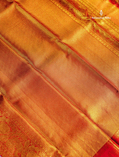 Beautiful Light Lavender Tissue Bridal Pure Kanjivaram Silk Saree With Contrast Chilly Red Pallaku Border