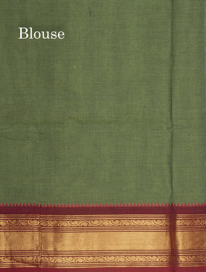 Peacock Blue Beautiful Pure Cotton Saree With Contrast Traditional Dark Maroon Border