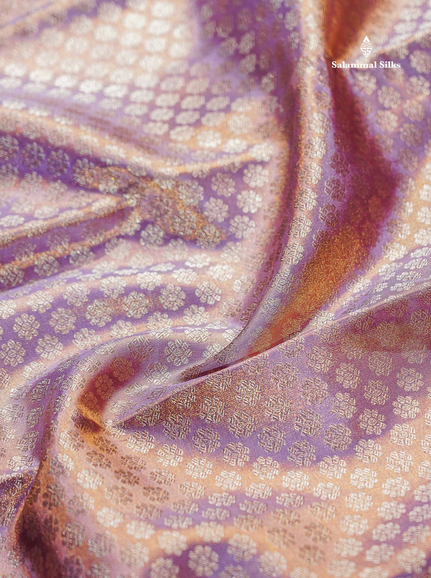 Beautiful Light Lavender Tissue Bridal Pure Kanjivaram Silk Saree With Contrast Chilly Red Pallaku Border