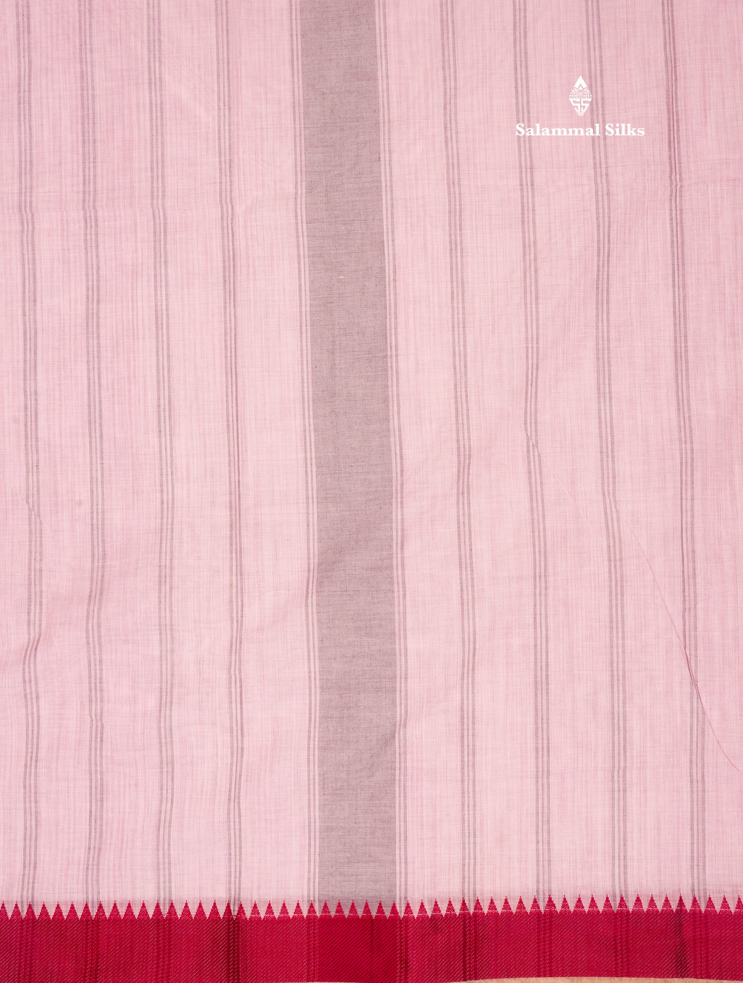 Light Pink Beautiful Pure Cotton Saree With Contrast Dark Maroon Small Temple Border