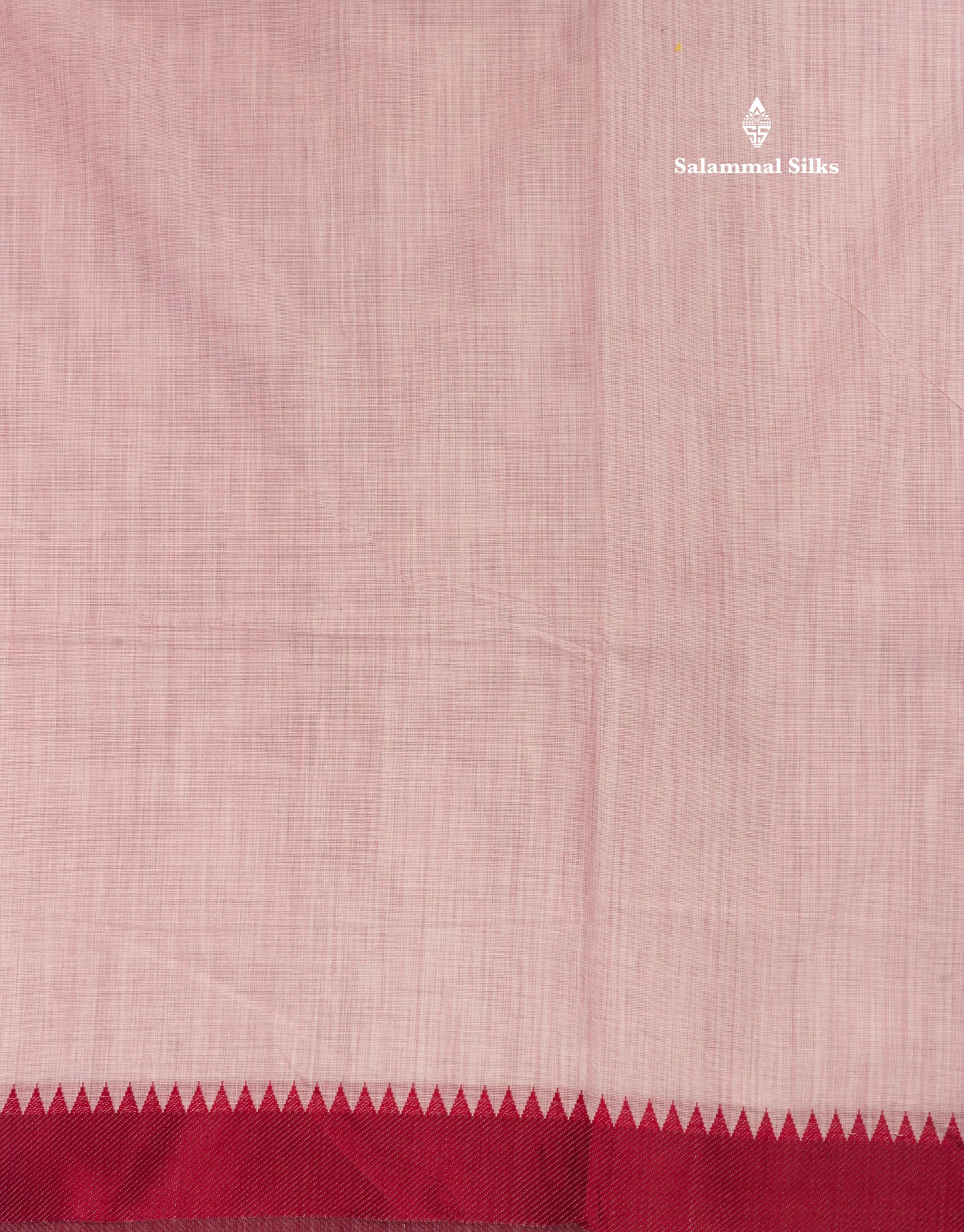 Light Pink Beautiful Pure Cotton Saree With Contrast Dark Maroon Small Temple Border