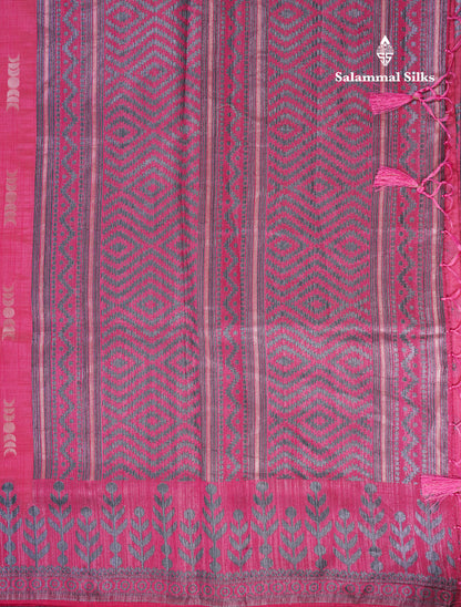 Beautiful Light Pink Semi Raw Silk Saree With Fancy Border